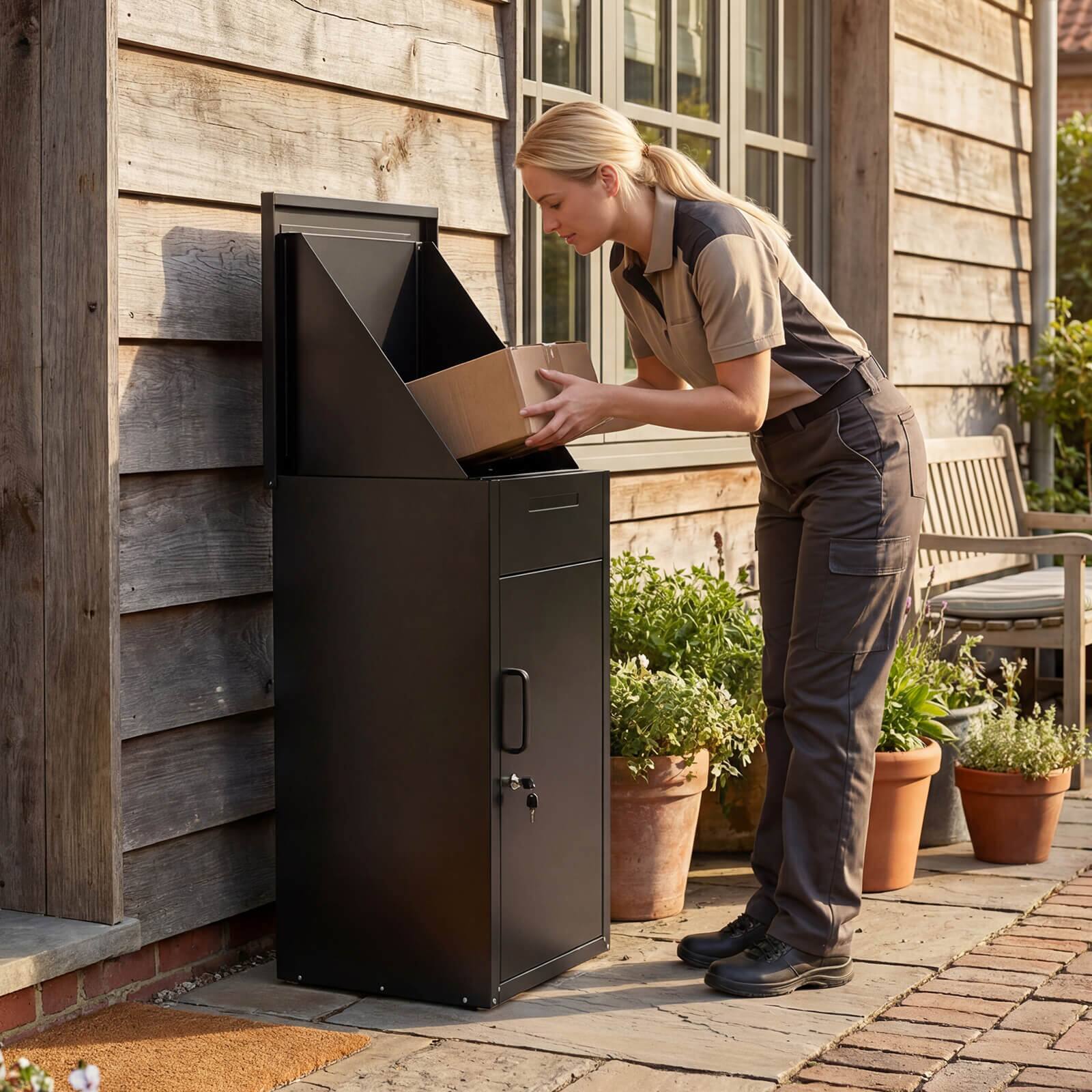 Alt View 1. Costway - Costway Package Delivery Box wirh Anti-Theft Board, Lockable Door, Coded Lock for Home - Black.