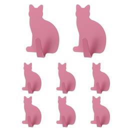 Unique Bargains - 8pcs Cat Shaped Decorative Metal Self-Adhesive Wall Hooks Heavy Duty for Bathroom Kitchen Home Office Hanging Keys Coats - Rose Gold