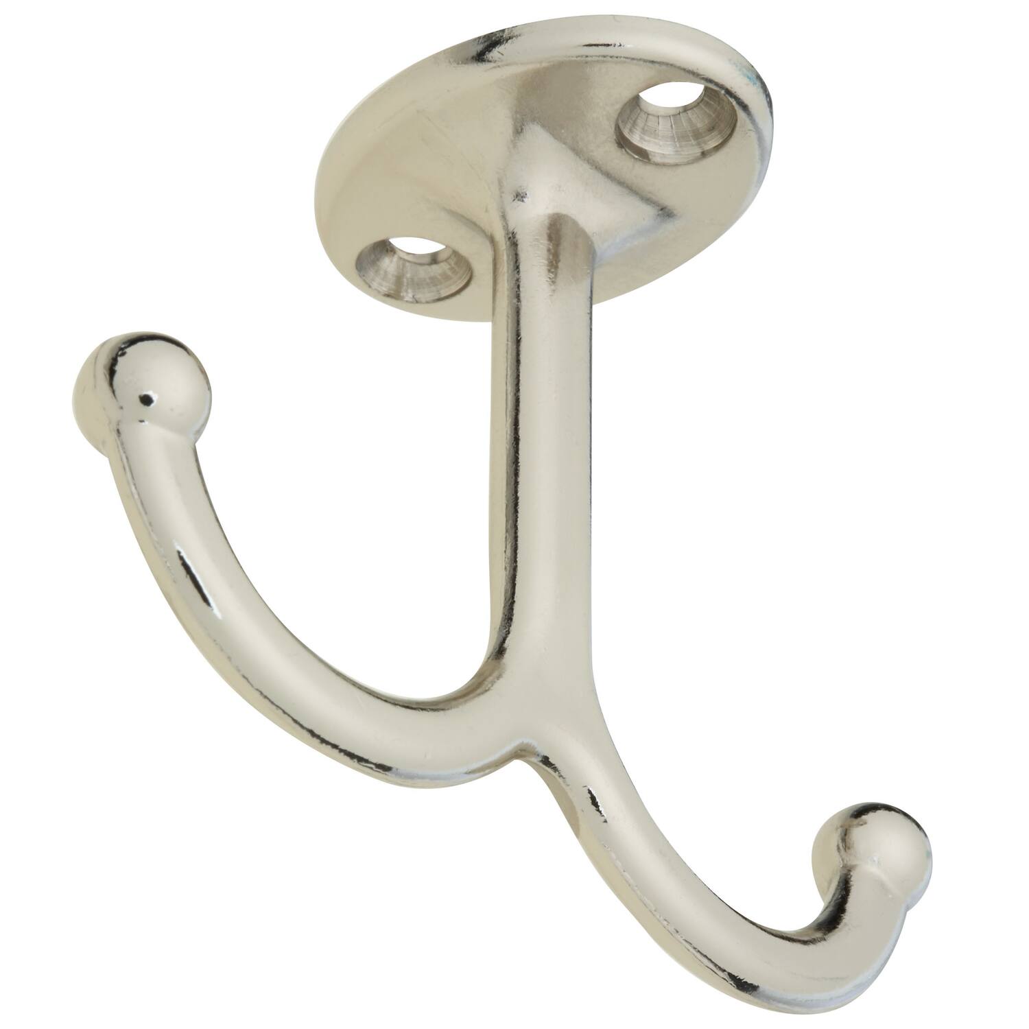 Front. National - National Hardware Nickel Silver Zinc Die-Cast Decorative Ball Tip Undershelf Coat Hook 35 lb. cap. 1 - Silver.