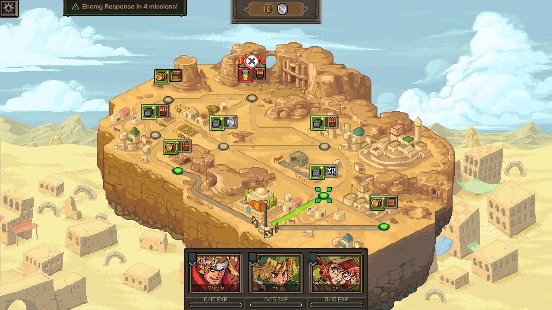 Enemy Response in 4 missions!  
0 x B XP  
Marce 0/15 EXP  
Eri 0/15 EXP  
Fio 0/15 EXP
