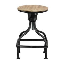 Manhattan Lane - 20-30 Inch Swivel Counter Bar Stool, Vintage Metal Frame, Round Seat - Brown and Black