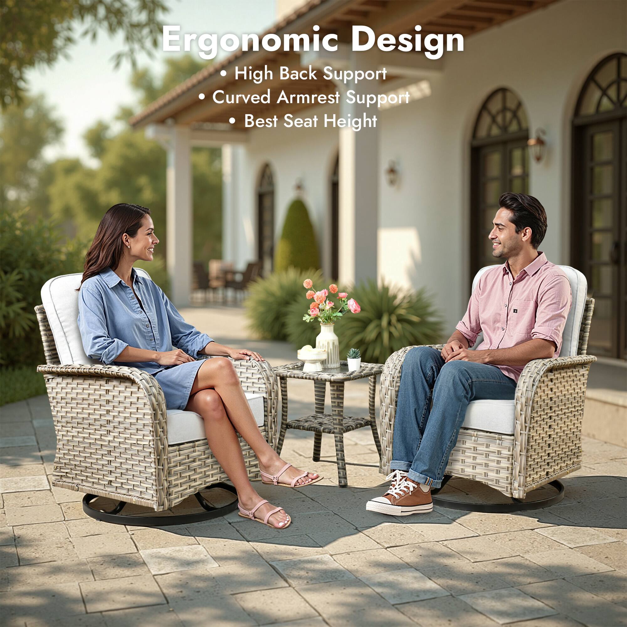 Ergonomic Design

- High Back Support
- Curved Armrest Support
- Best Seat Height