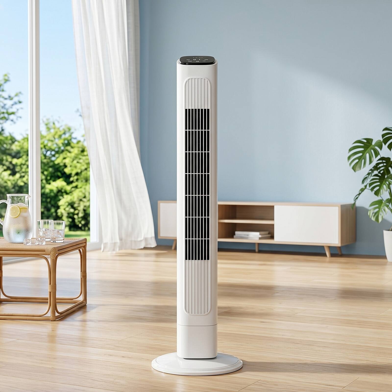Alt View 7. Winado - 36 inch Bladeless Tower Fan, Portable Floor Fan with Remote Control, LED Display, Adjustable 90° Oscillating, 3 Speeds - White.