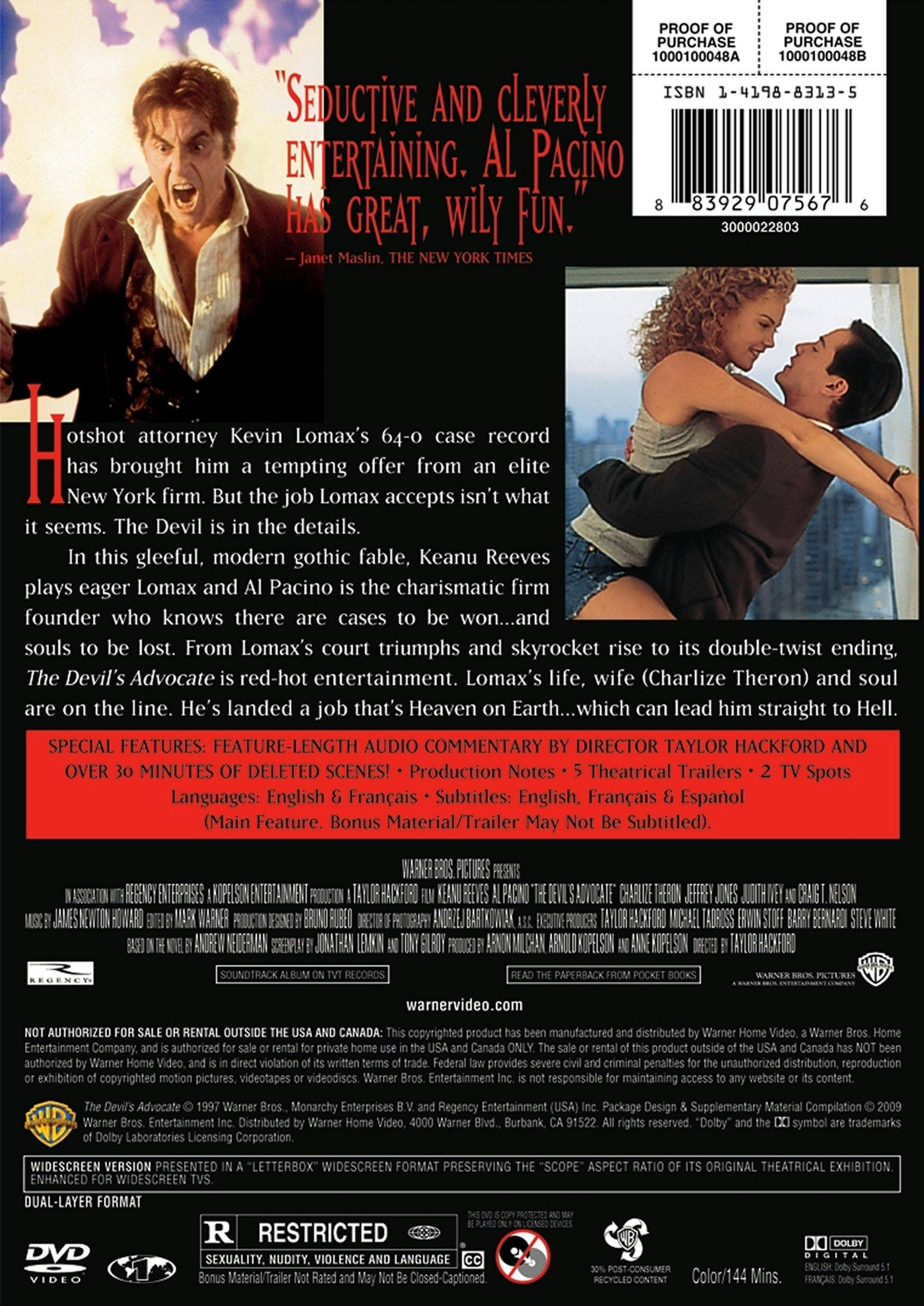 Back. The Devil's Advocate [DVD].