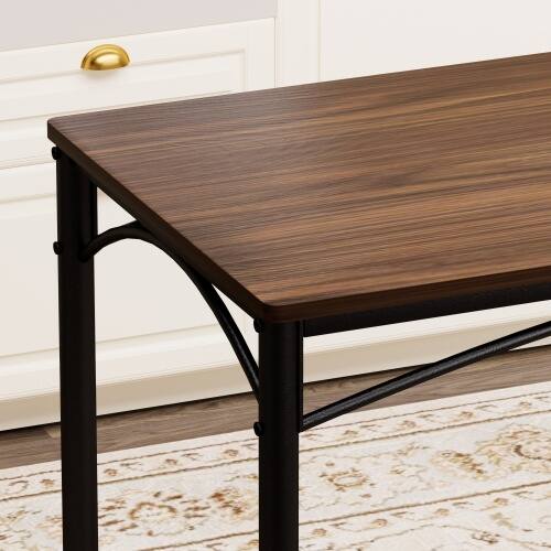 Alt View 2. LUCKY ONE - 5-Piece Industrial Dining Set with 43.3" Rectangular Dining Table and 4 Chairs - Walnut.