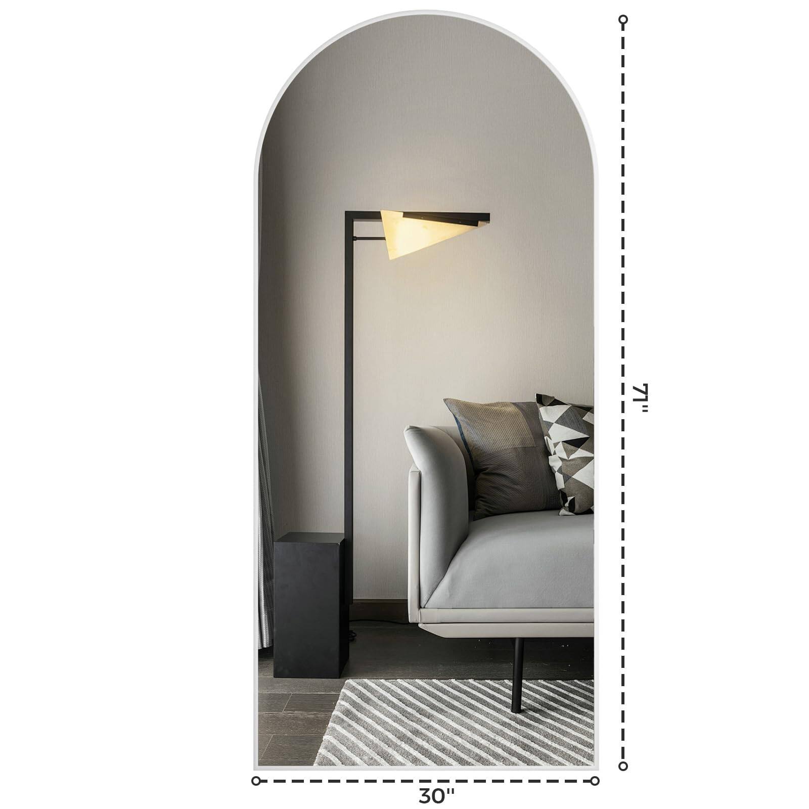 Alt View 6. Hanke - Arched Full Length Mirror Large Floor With Aluminum Alloy Frame Standing Hanging Or Leaning Wall-mounted Body - Gold 71"L x 30"W.
