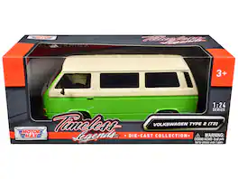Volkswagen Type 2 (T3) Van "Timeless Legends" Series 1/24 Diecast Model Car by Motormax - Green And Beige