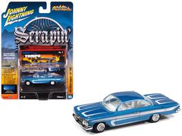Johnny Lightning - 1961 Chevrolet Impala SS 409 Stripes and Interior "Scrapin'" Series 1/64 - Blue Metallic with White