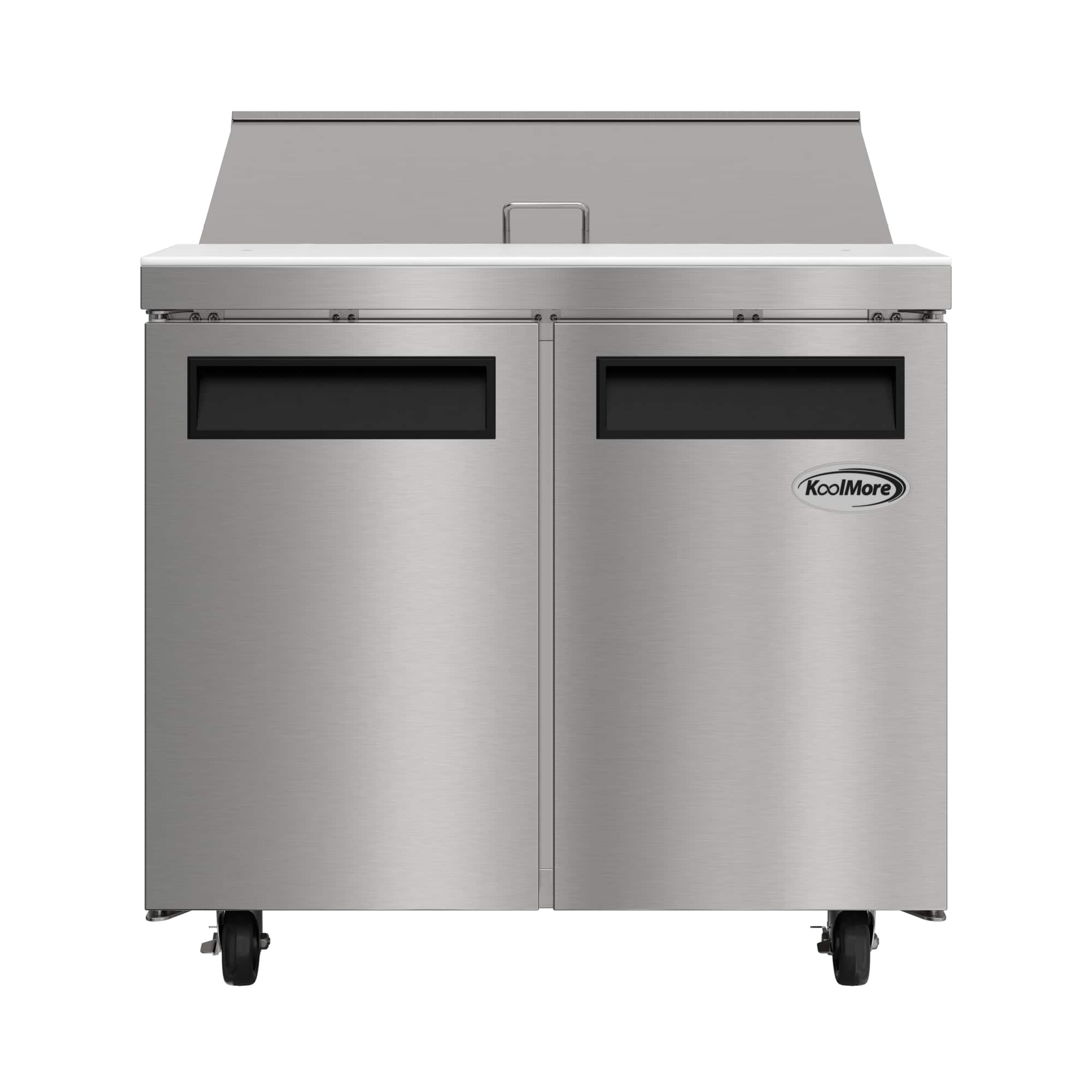 Koolmore - 36 in. Commercial 2-Door Refrigerated Salad and Sandwich Prep Table, 10 Pan Capacity and 11 Cu. Ft. of Storage - Stainless Steel