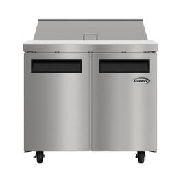 Koolmore - 36 in. Commercial 2-Door Refrigerated Salad and Sandwich Prep Table, 10 Pan Capacity and 11 Cu. Ft. of Storage - Stainless Steel