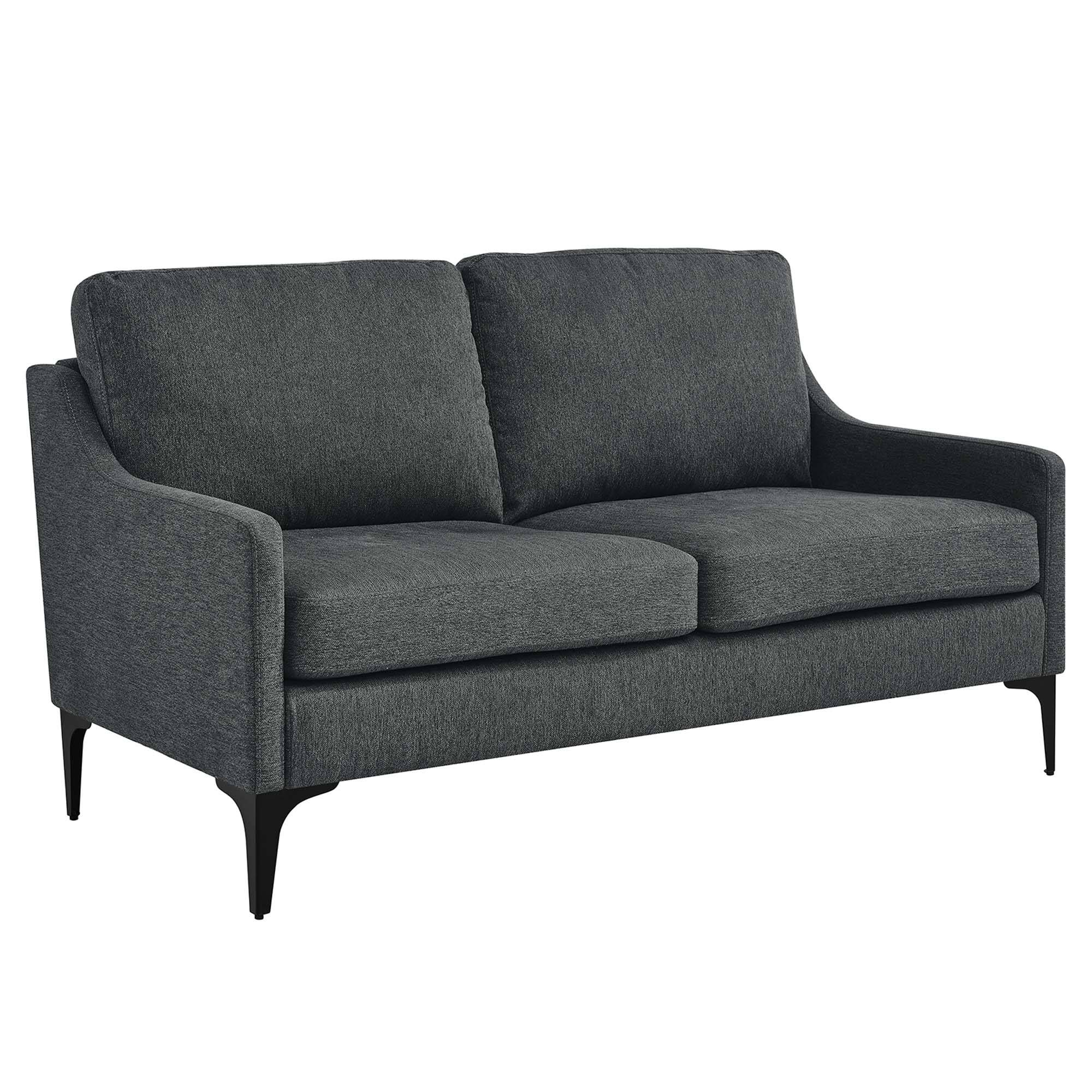 Angle. Modway - Corland Upholstered Fabric Loveseat by Modway - Charcoal.