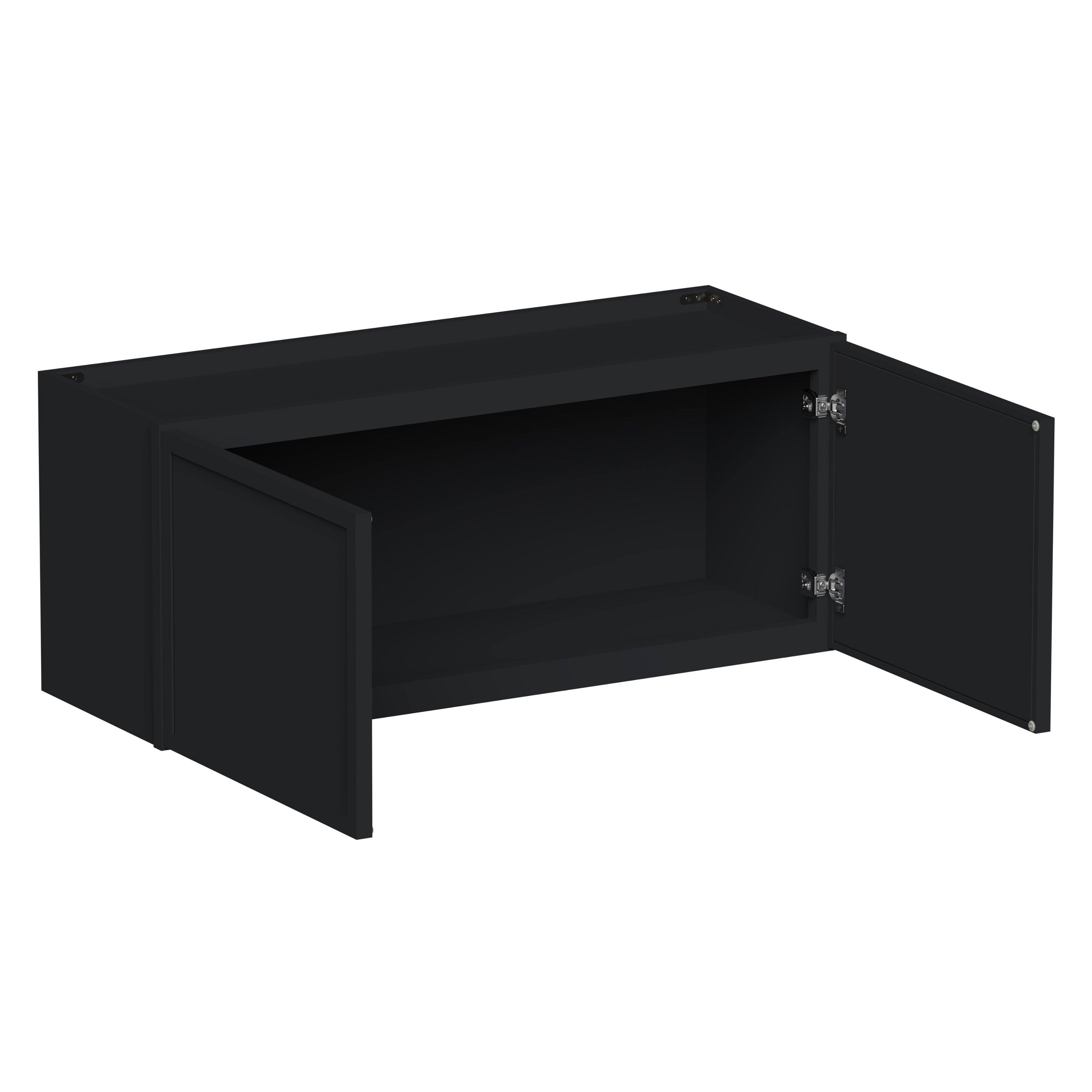 Angle. Boyel Living - 36-in W x 15-in H x 12-in D Shaker RTA Kitchen Wall Cabinet with Soft-Close - Black.
