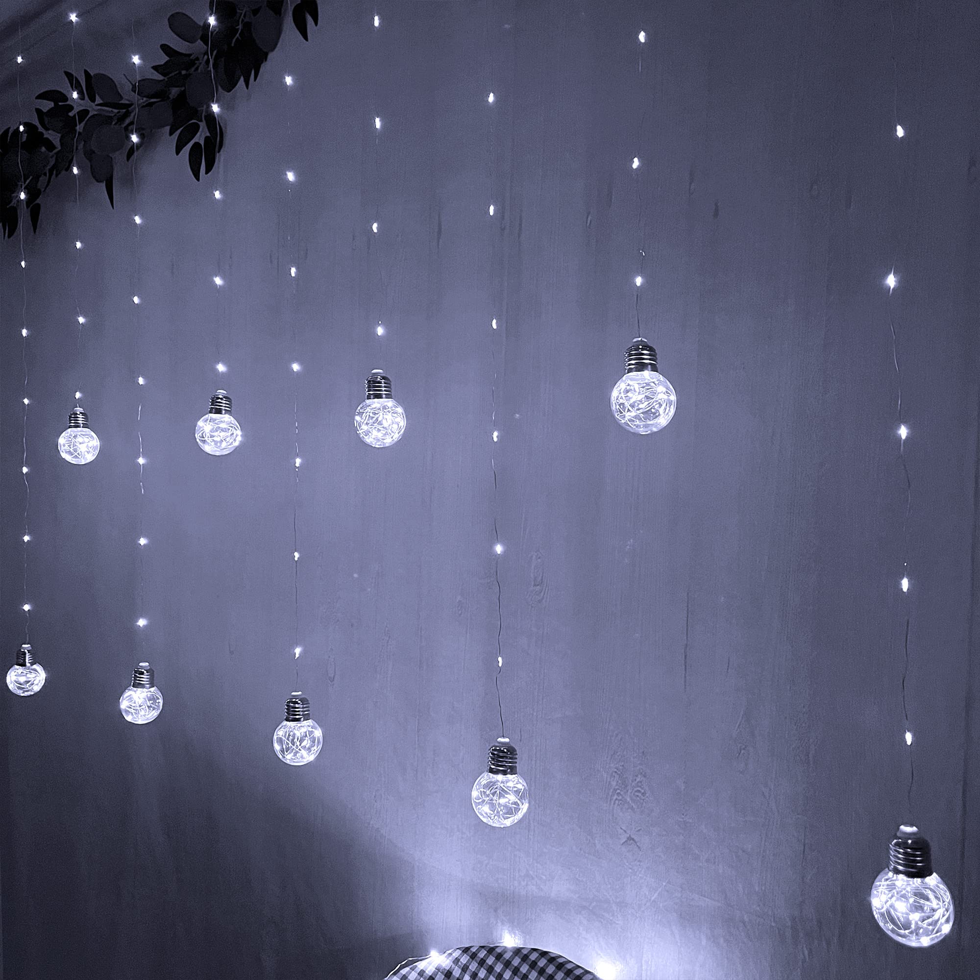 Alt View 1. VEGA AUTOMOTIVE - Wishing Ball Curtain Lights 200 Window String With Remote Usb Twinkle Globe Fairy For Wedding Party Bedroom - Blue.