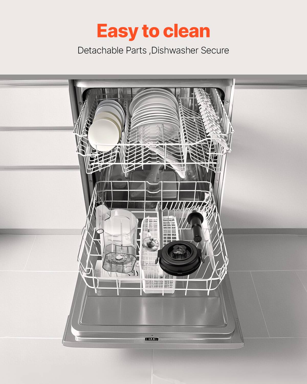 Easy to clean
Detachable Parts, Dishwasher Secure
