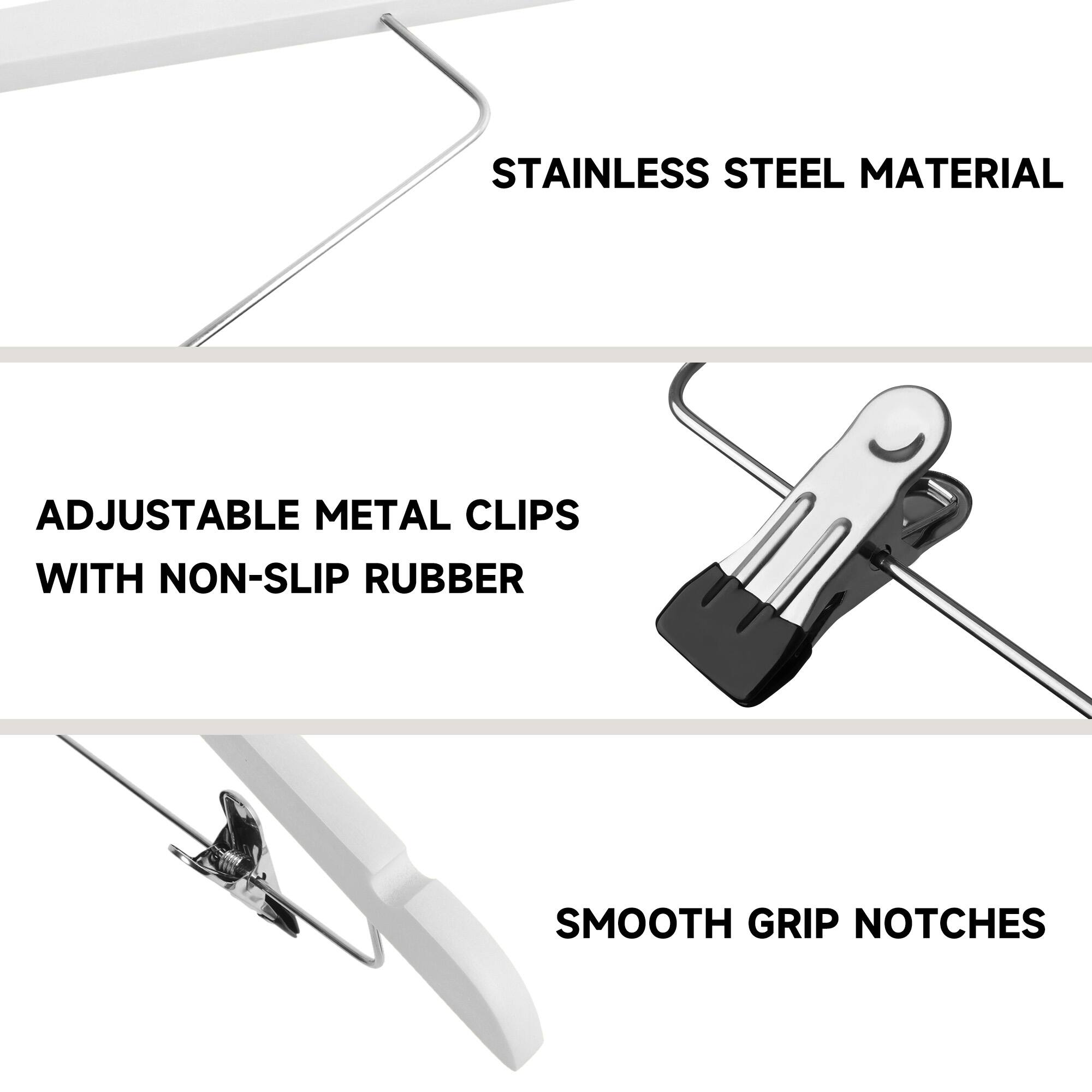 STAINLESS STEEL MATERIAL

ADJUSTABLE METAL CLIPS WITH NON-SLIP RUBBER

SMOOTH GRIP NOTCHES