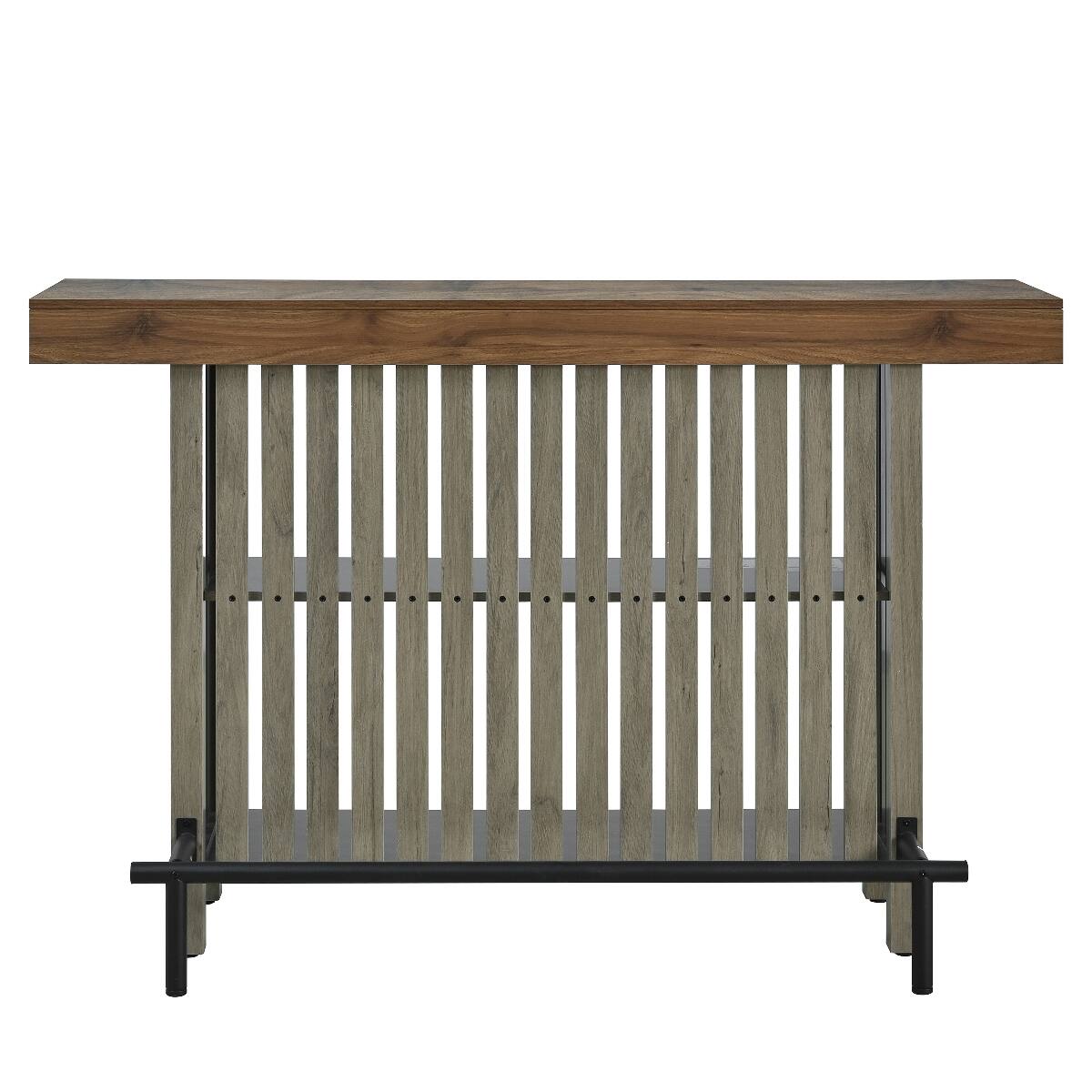 Alt View 9. Loheer - Loheer 3-in-1 Bar Table, Counter Height Table with Wine Storage, Slatted Panel Design, Brown and Gray - Gray and Brown.