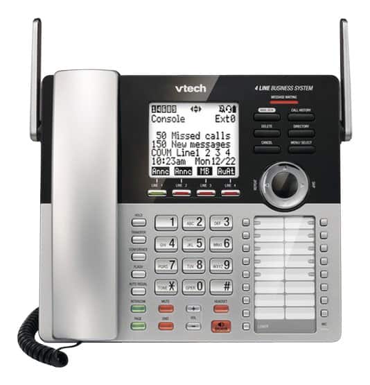 Angle. VTech - CM18445 Main Console - DECT 6.0 4-Line Expandable Small Business Office Phone with Answering System - Silver.