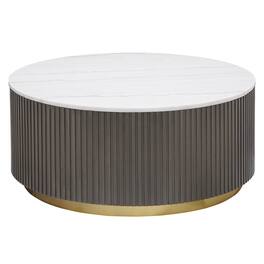 Coaster Co. of America - Jason Round Marble Top Coffee Table White and Charcoal - White Marble