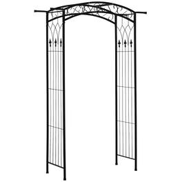 Outsunny - 7Ft Garden Arch Arbor, Metal Arch Trellis for Climbing Vines, Garden Archway for Wedding, Bridal Party - Matte Black