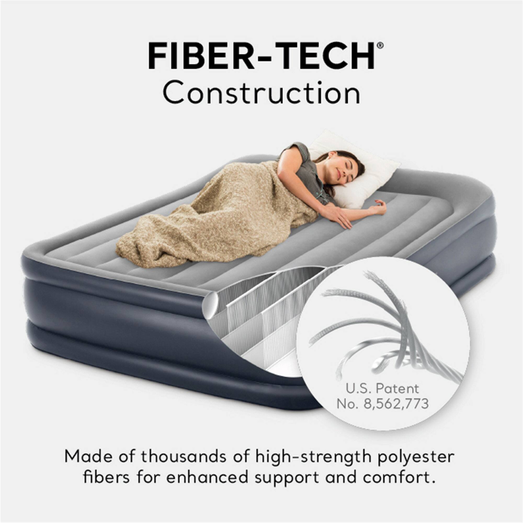 FIBER-TECH® Construction

Made of thousands of high-strength polyester fibers for enhanced support and comfort.

U.S. Patent No. 8,562,773