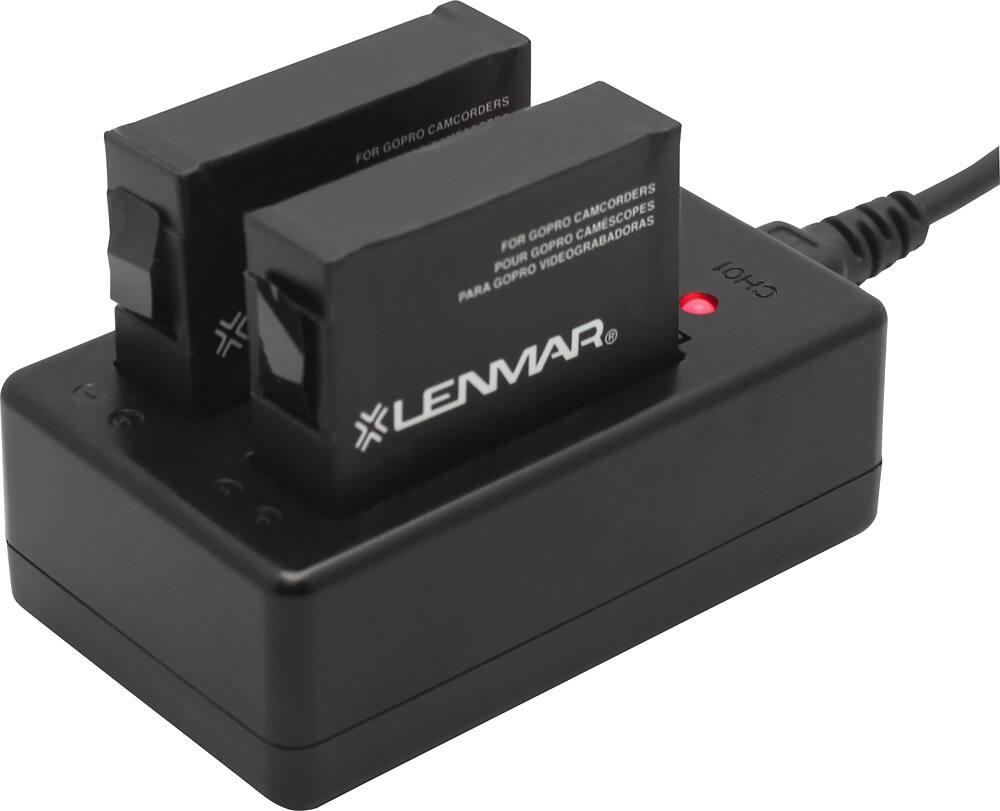 Front. Lenmar - Battery Charger and 2 Rechargeable Batteries - Black.
