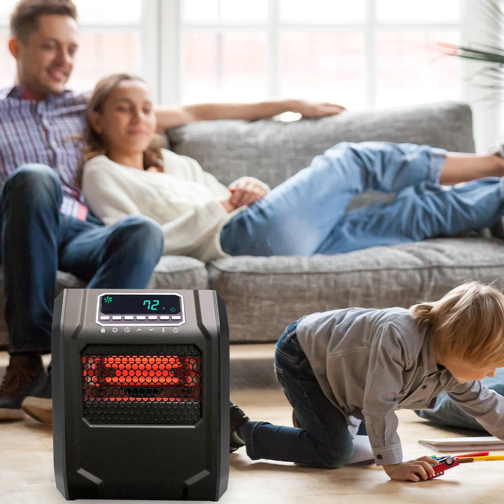 Alt View 2. Lifesmart - Lifesmart 4 Element 1500W Portable Electric Infrared Quartz Space Heater, Indoor - Dark Oak / Brown.