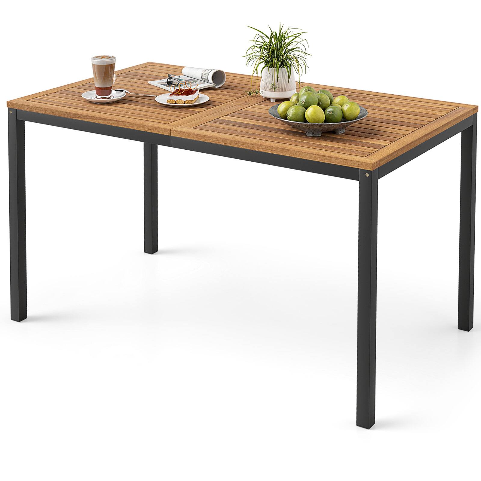 Alt View 6. Gymax - Gymax Set Of 4 Patio Furniture Set w/ Acacia Wood & Metal Frame Umbrella 1 table - White.