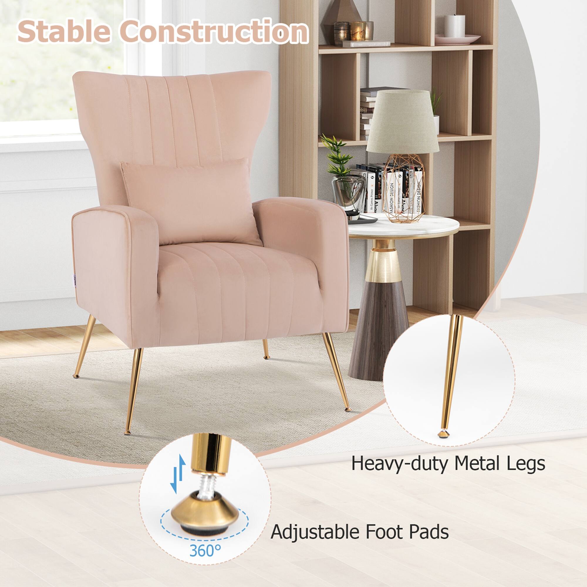 Stable Construction: Heavy-duty Metal Legs, 360 Adjustable Foot Pads