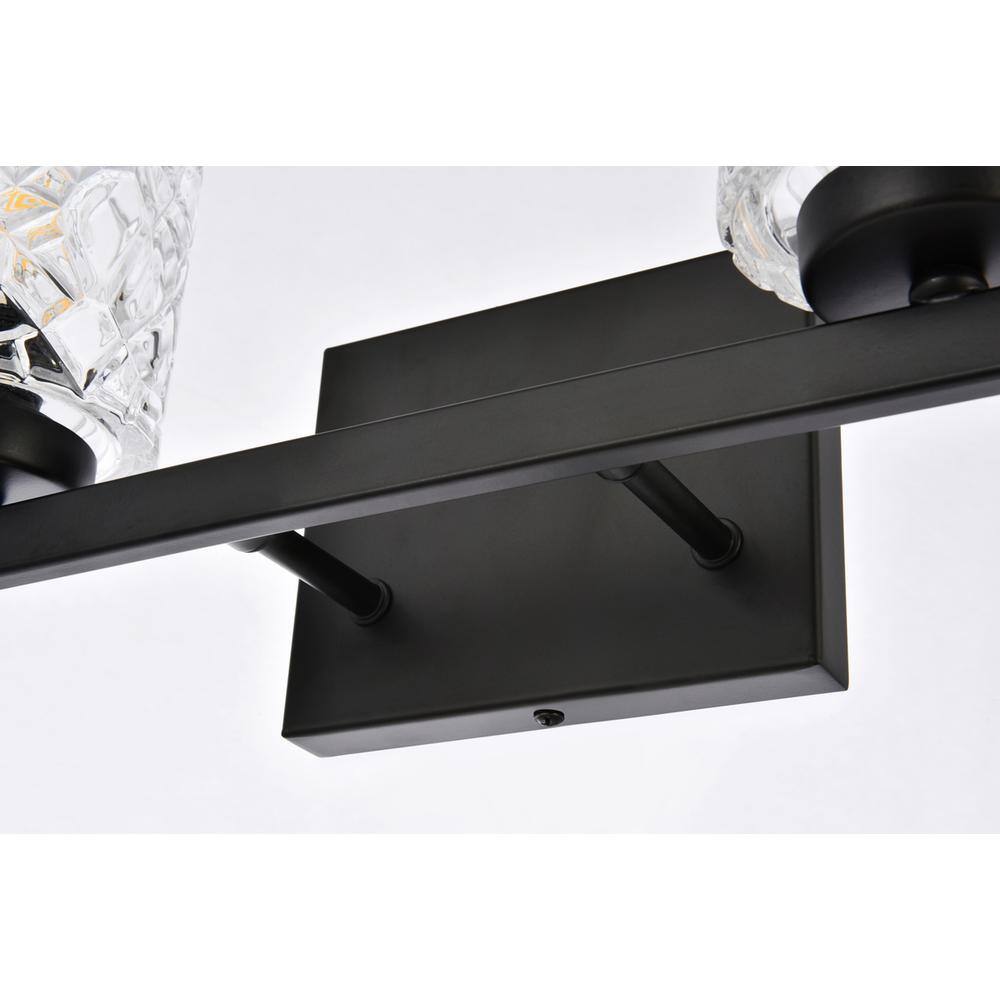 Alt View 1. Living District - Cassie 2 lights bath sconce in black with clear shade - Black And Clear Shade.