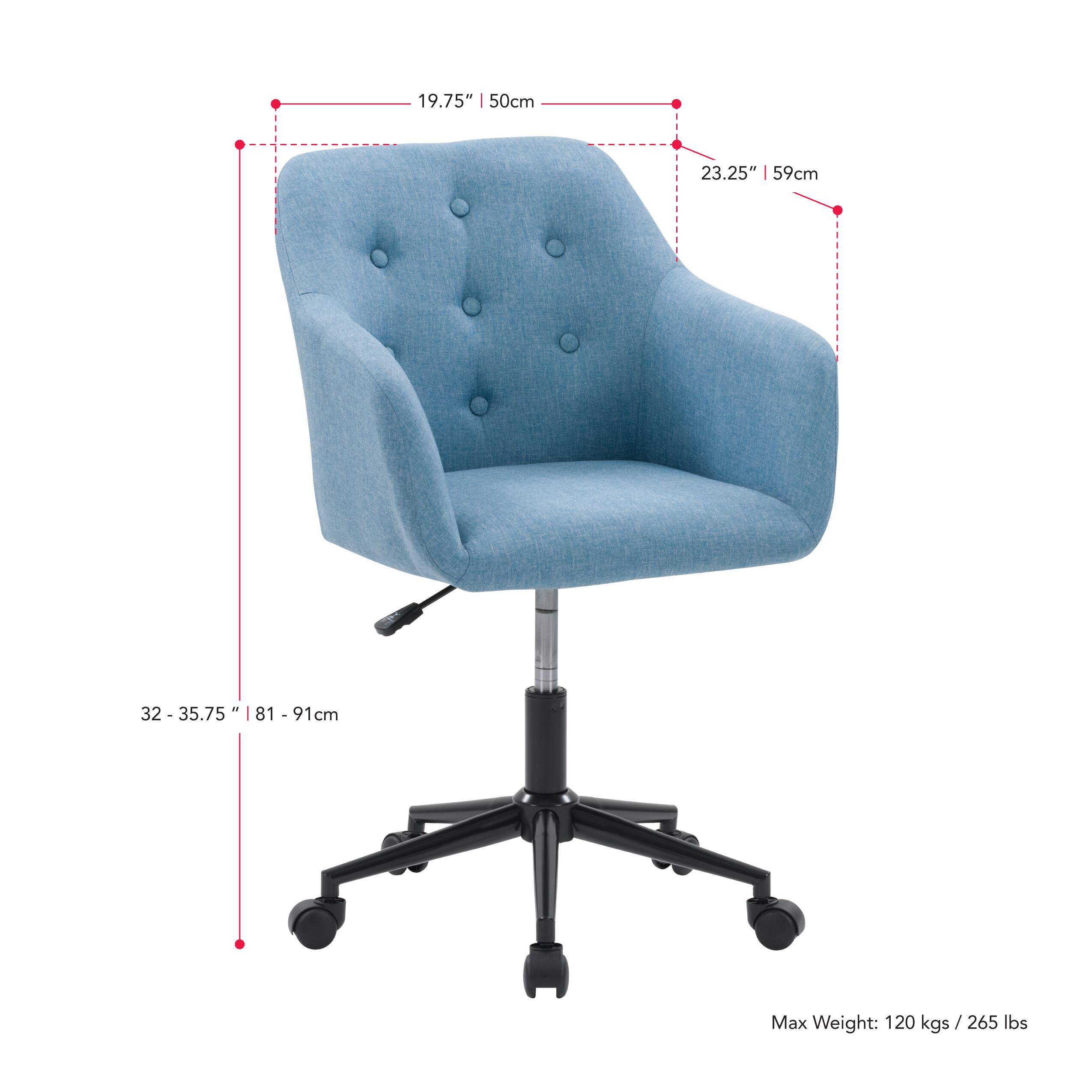 Alt View 15. CorLiving - Marlowe Upholstered Button Tufted Task Chair - Light Blue.