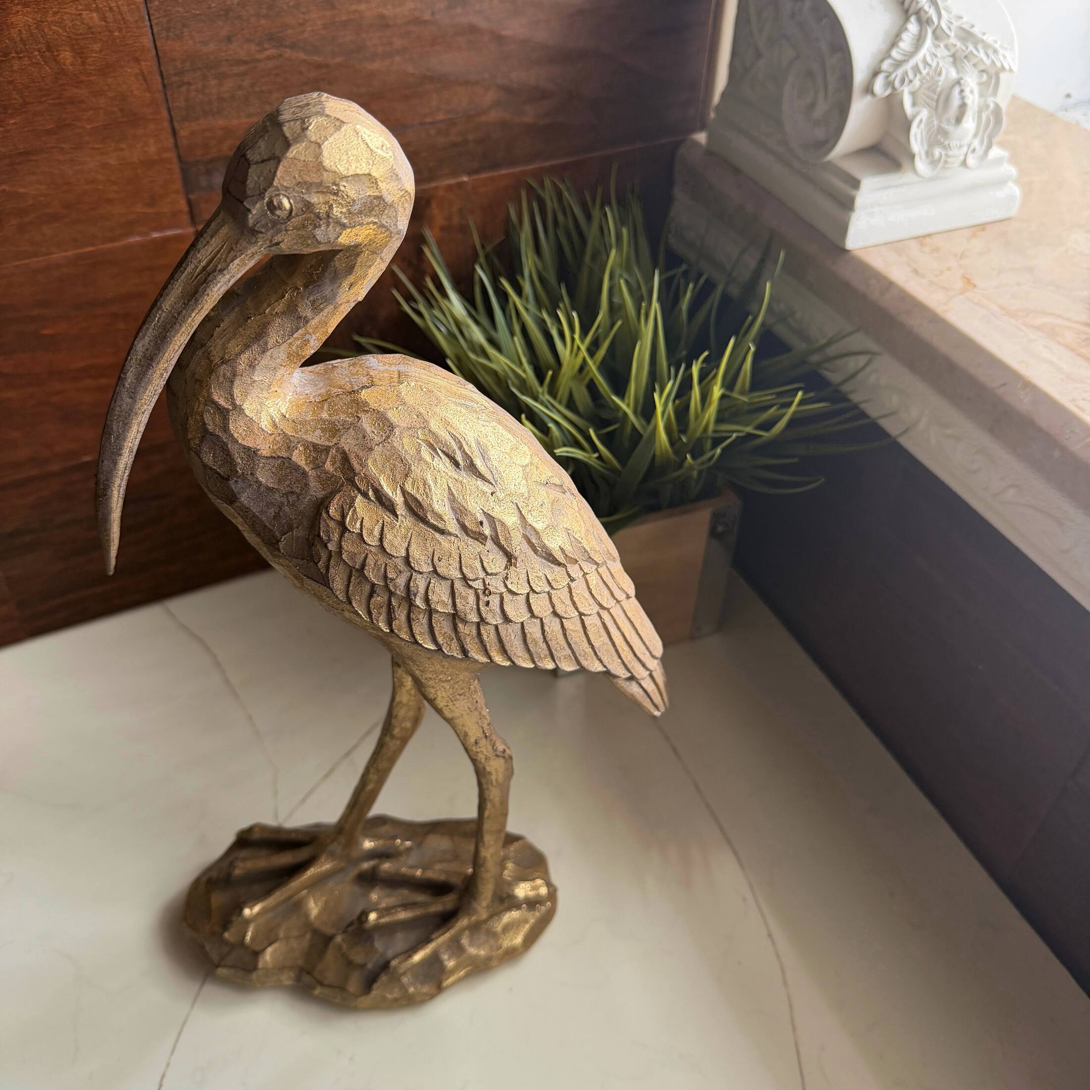 Alt View 3. Things2Die4 - Gold Pelican Statue 16 Inch Tall Resin Bird Sculpture Coastal Decor - Gold.