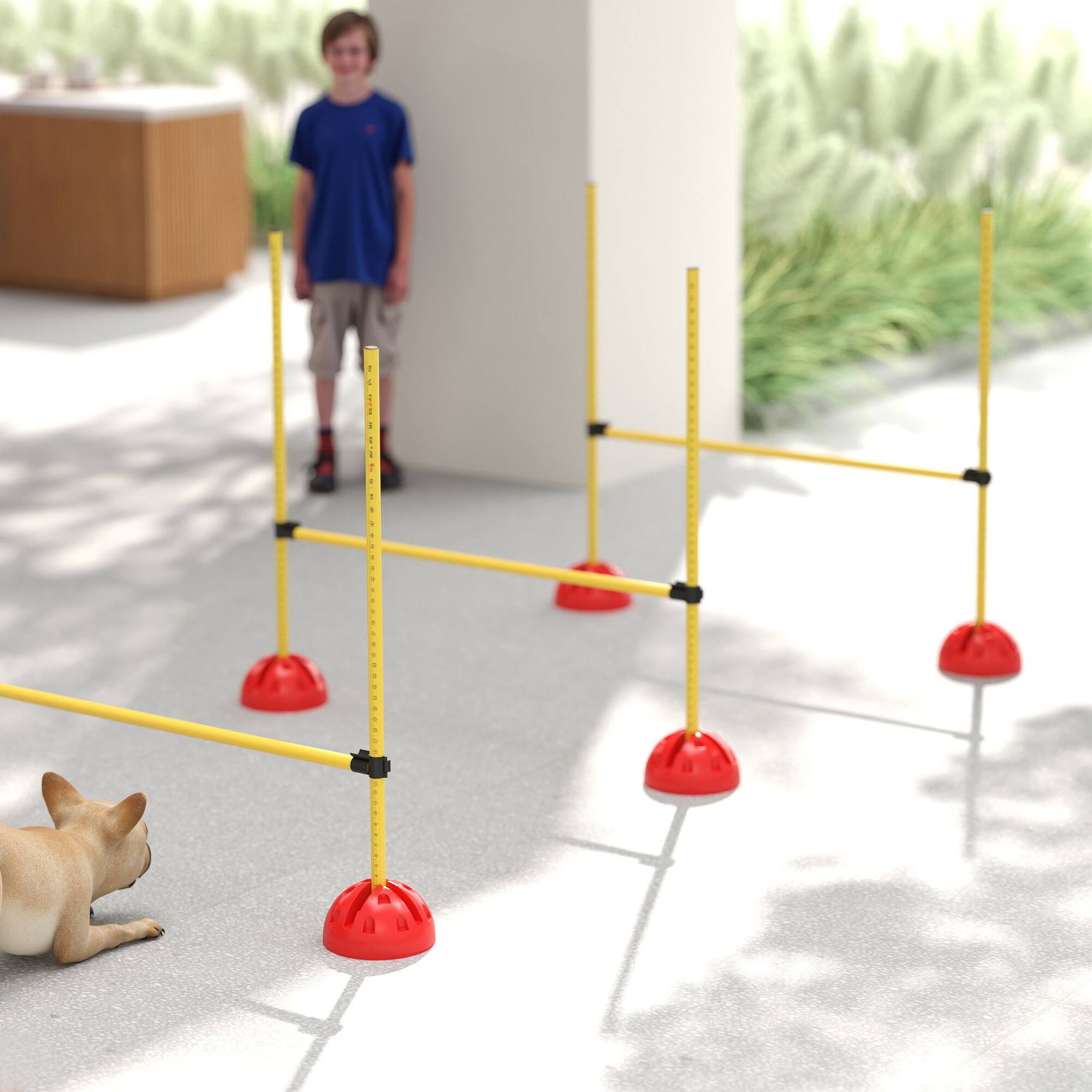 Alt View 5. Pawhut - 4 Piece Dog Agility Backyard Set, Training Equipment, 4 Height Adjustable Jumps, Carry Bag, Outdoor Games - Yellow.