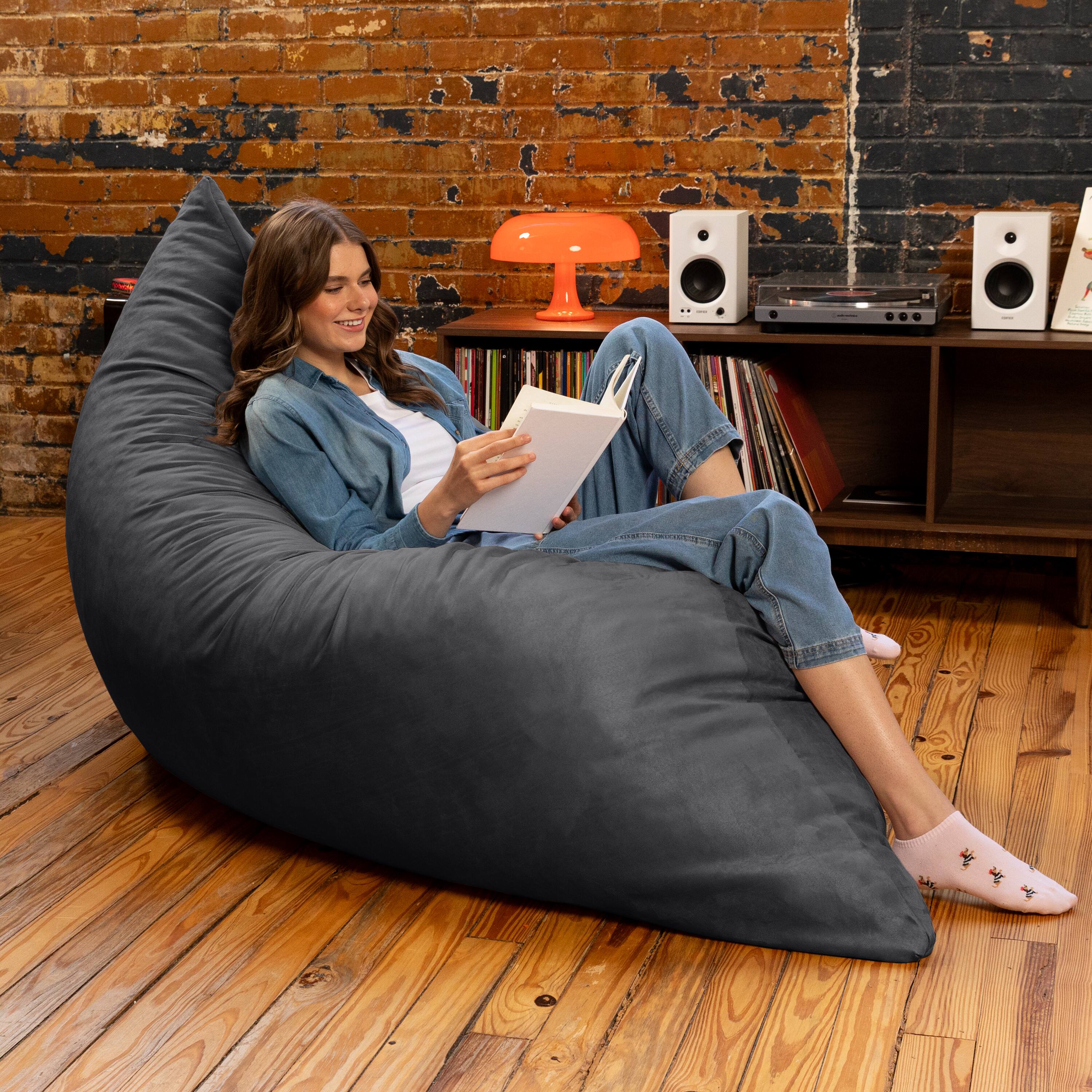 Alt View 4. Jaxx - Jaxx Pillow Saxx 5.5-Foot - Huge Bean Bag Floor Pillow and Lounger, Black - Black.