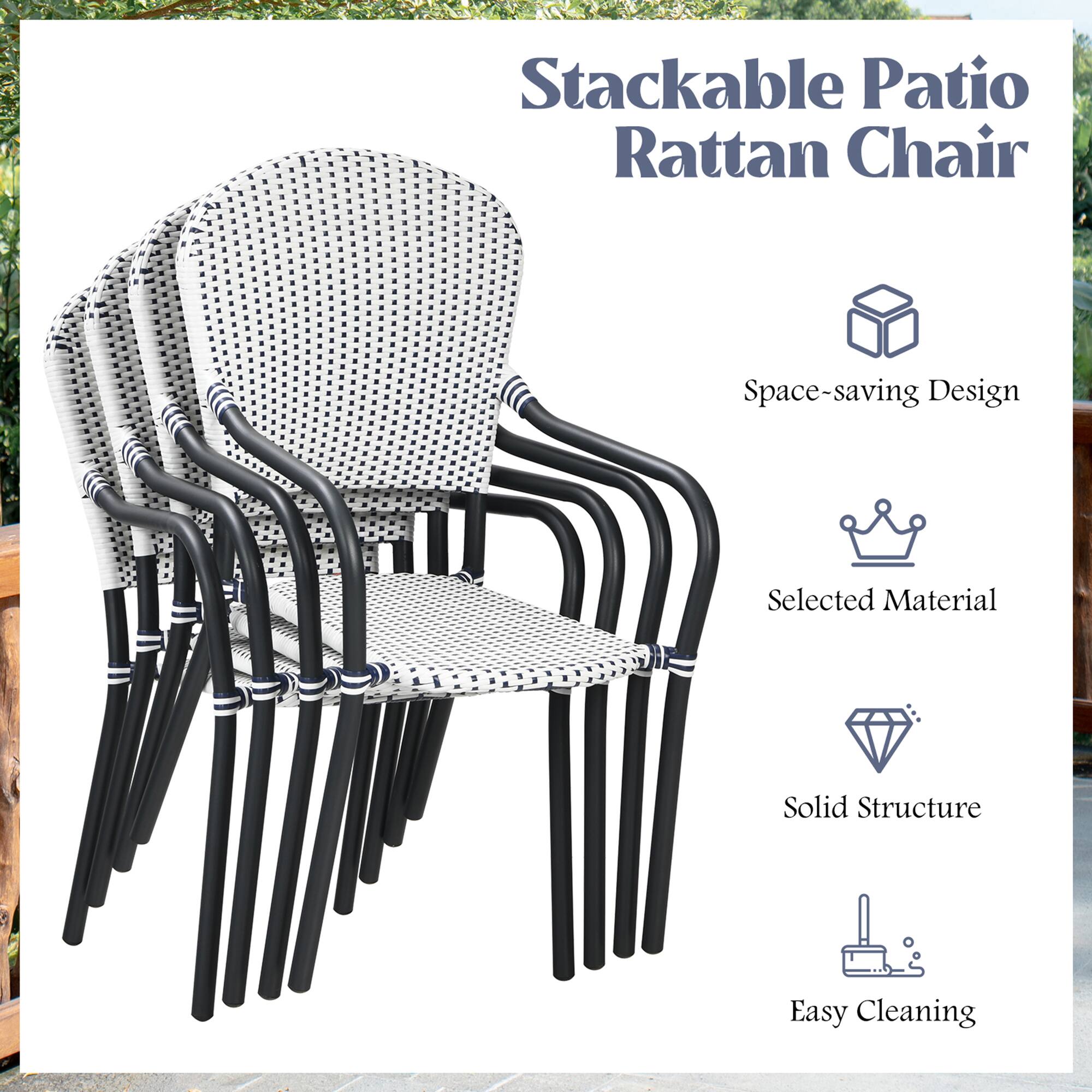 Stackable Patio Rattan Chair

- Space-saving Design
- Selected Material
- Solid Structure
- Easy Cleaning
