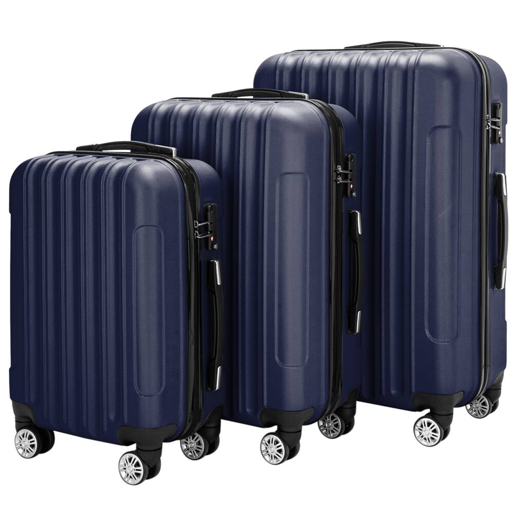 Alt View 2. Winado - 20"/24"/28" 3 Piece Trolley Carry On ABS Luggage Lightweight Hardside Suitcase Set Spinner Wheels & TSA Lock for Travel - Dark Blue.