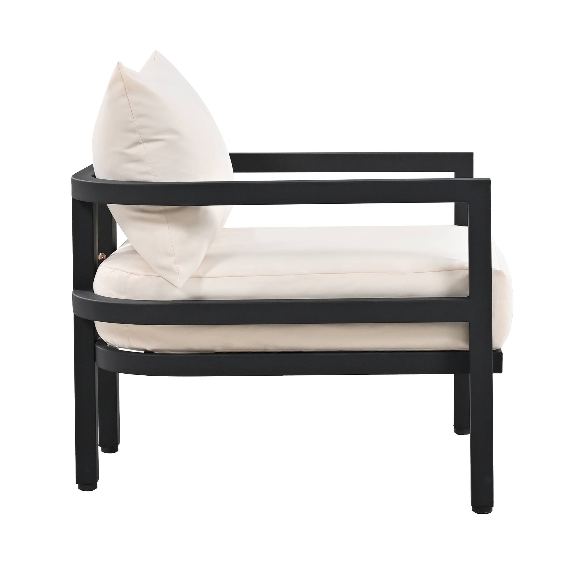 Alt View 4. Siljoy - U_Style Multi-person Outdoor Steel Sofa Set, Waterproof, Anti-rust and Anti-uv, Suitable for Gardens and Lawns - Beige.