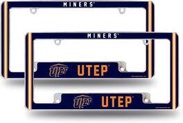 Rico Industries - Texas-El Paso UTEP NCAA Miners (Set of 2) Chrome Metal License Plate Frames with Bold Full Frame Design - Multi