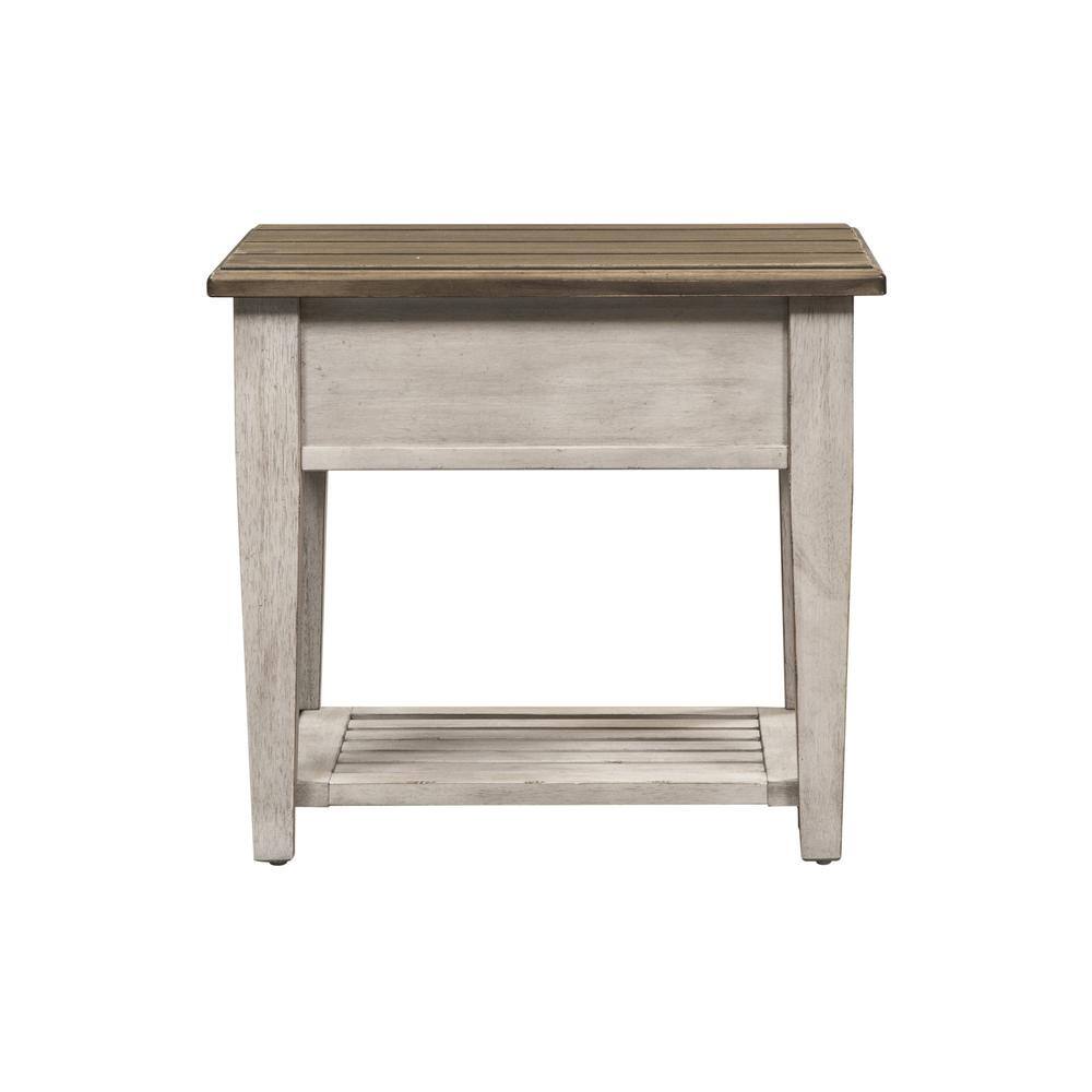 Left. Liberty Furniture Industries - Heartland Drawer End Table in Antique White w/ Tobacco Top - White.