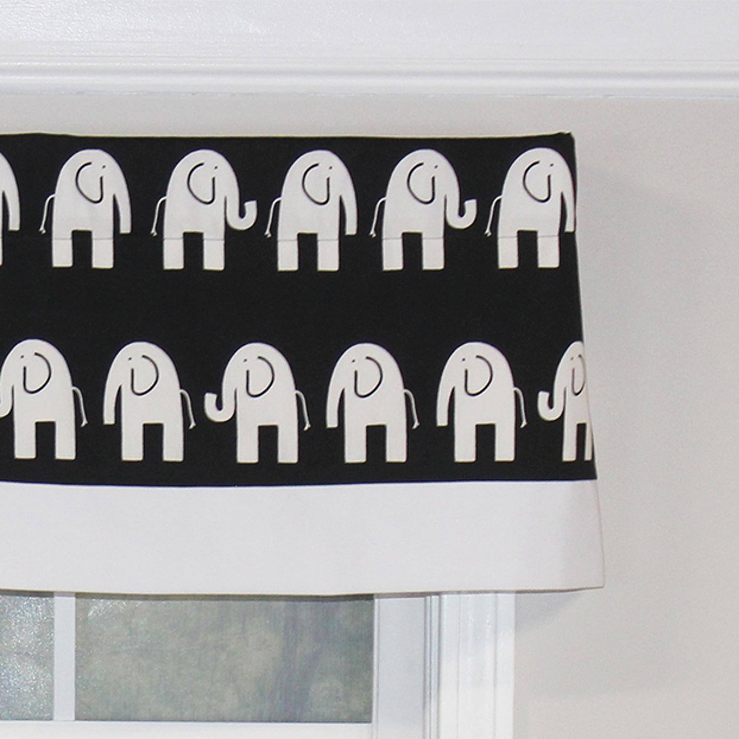 Left. RLF Home - RLF Home Ele Banded 100% Cotton with Fully Lined 3" Rod Pocket Valnance for Windows 50" x 15" Black - Black.