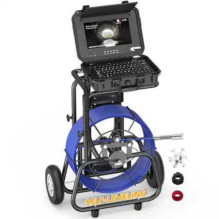 Front. Aukfa - Sewer Camera - 10" HD Borescope with Self-Leveling, IP68, 250Ft 7MM Cable, DVR, 32GB.