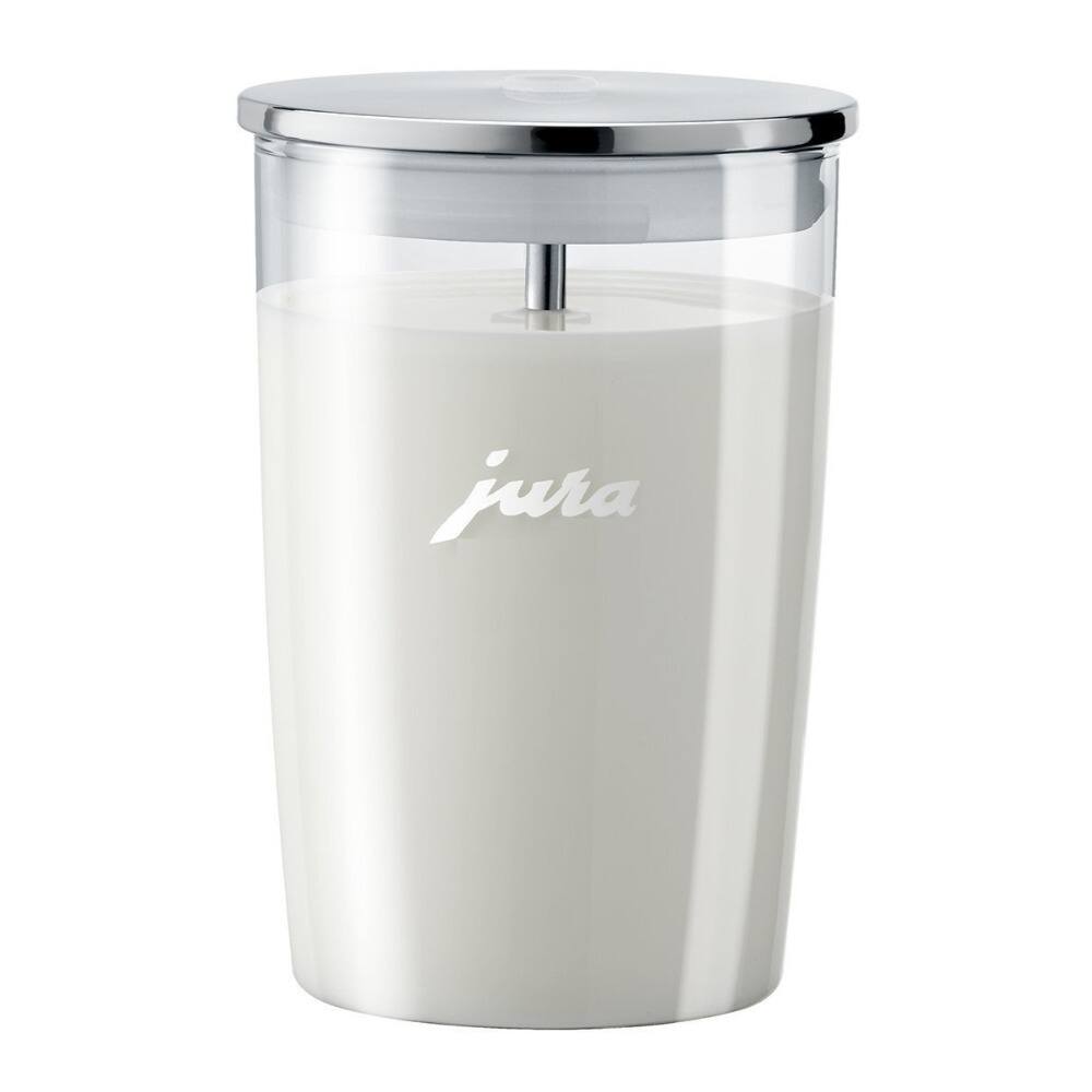 Angle. JURA - Jura E8 Automatic Espresso Machine (Piano White) w/ Milk Container and Filter - White.