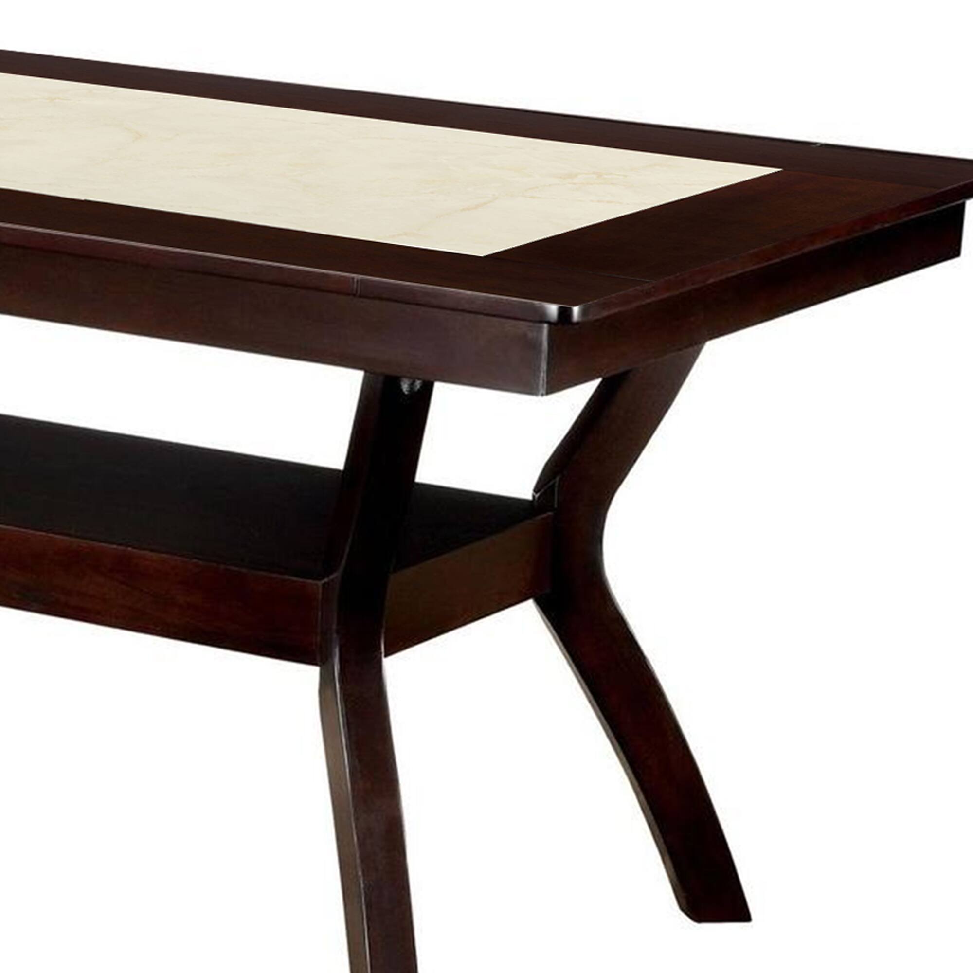 Alt View 2. Manhattan Lane - Rectangular Wooden Dining Table with Angled Wooden Legs - Brown, Cream.