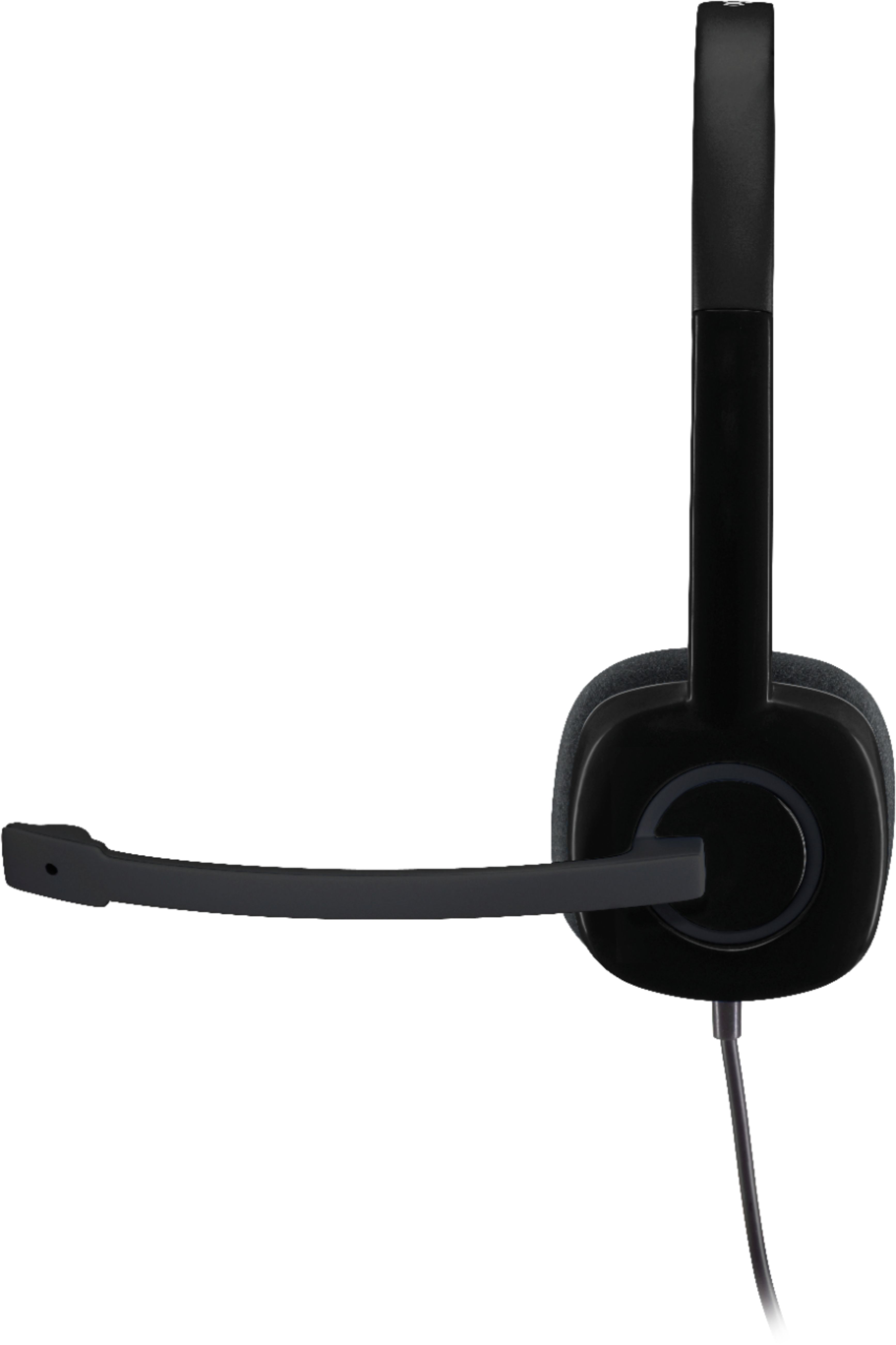 Left View: Logitech - H151 Wired On-Ear Headphones - Black