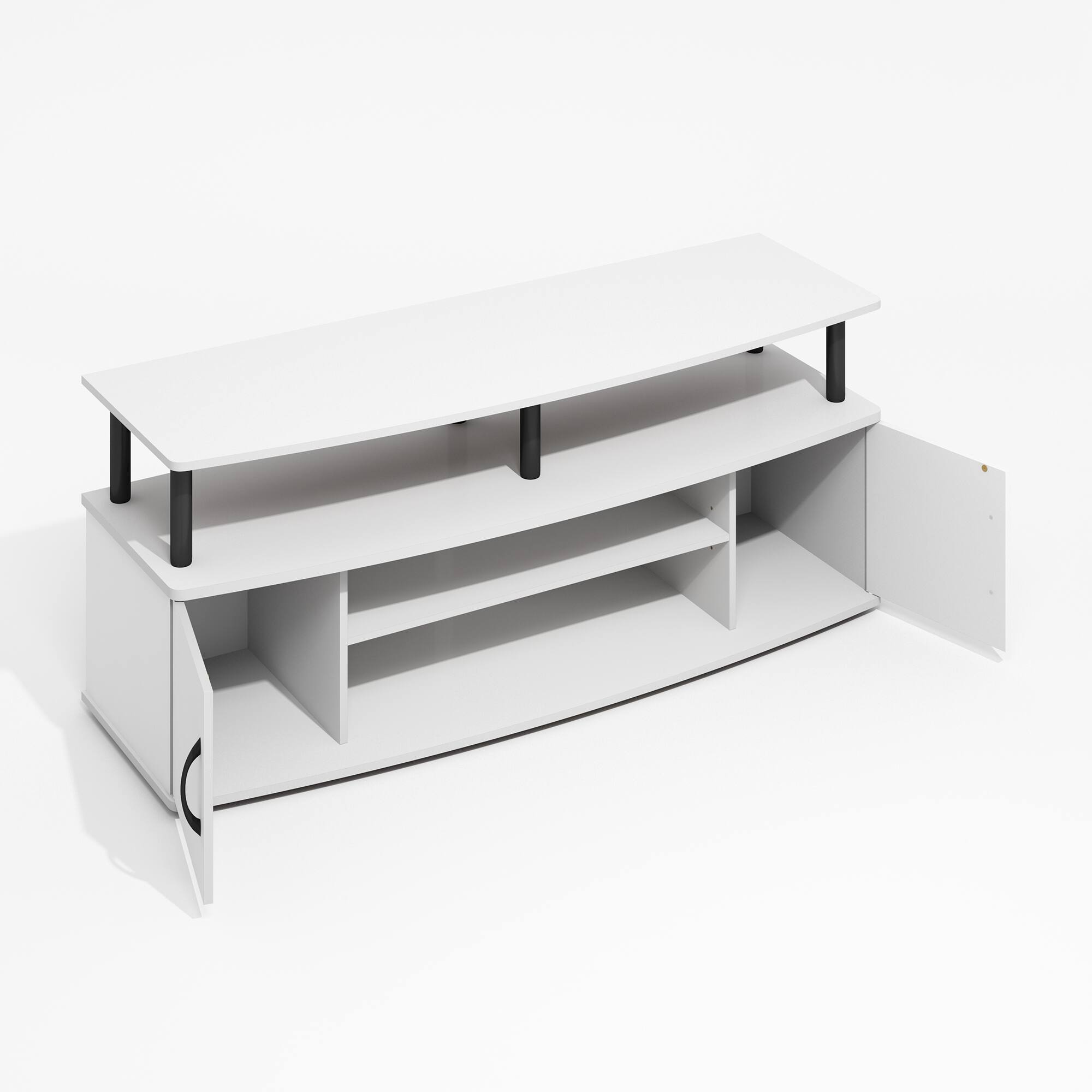 Alt View 5. Furinno - JAYA Large Entertainment Center Hold up to 55-IN TV - Plain White/Black.