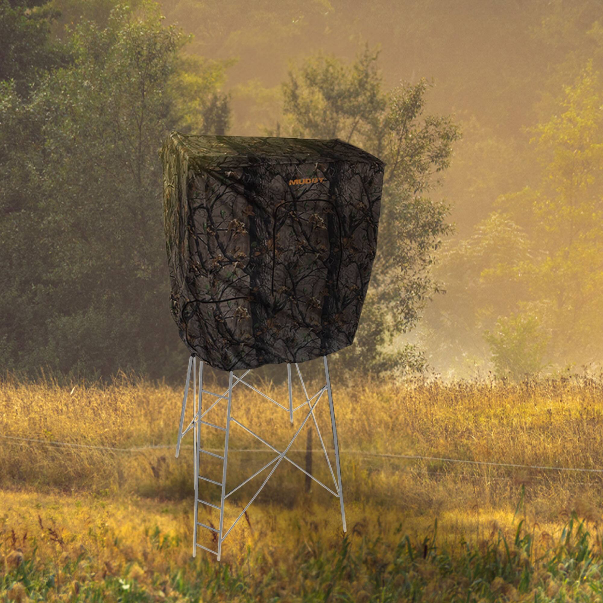 Alt View 4. Muddy - Muddy Steel 7' Tall Quad Pod Hunting Blind Cover, Camouflage, Stand Not Included - Camouflage.