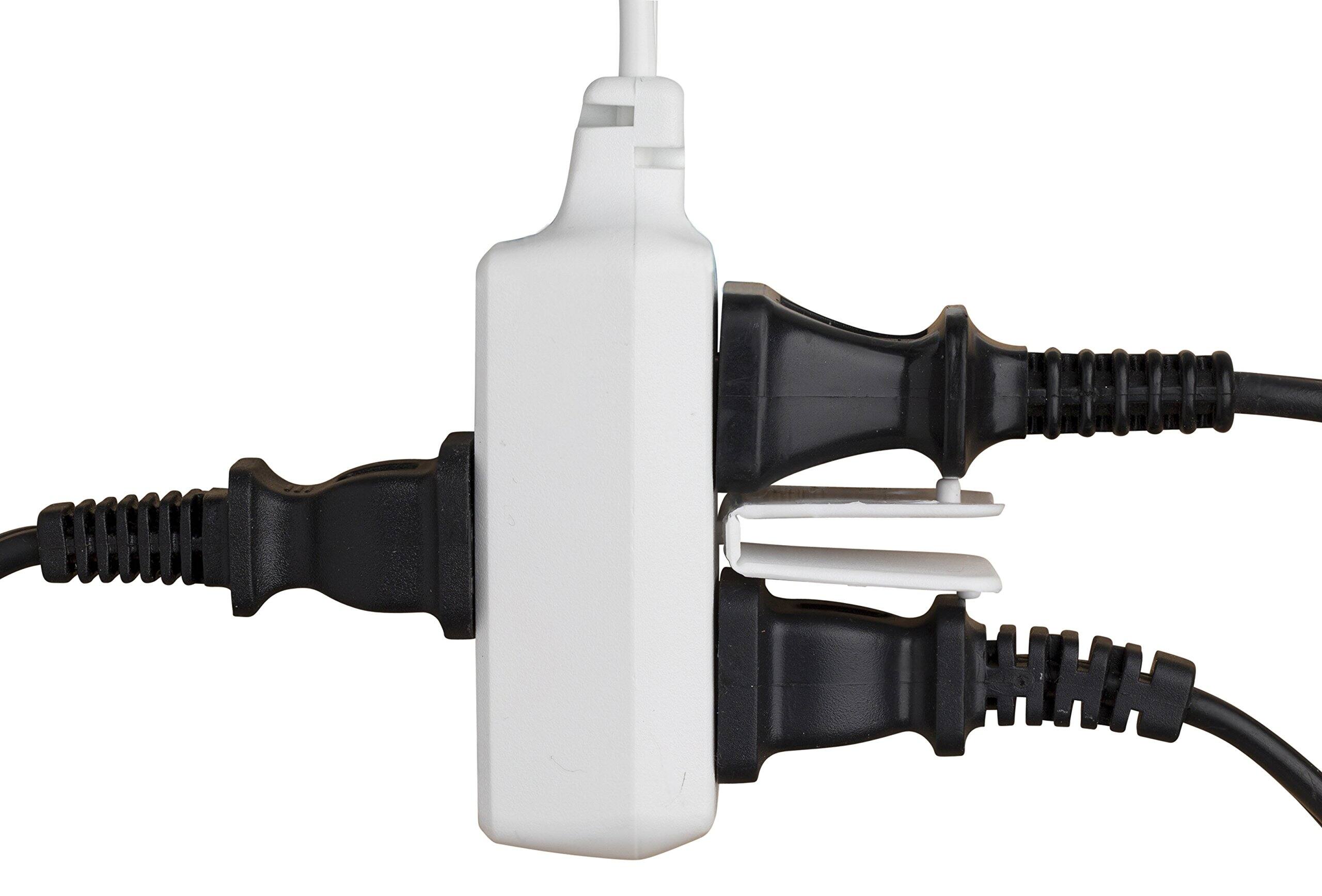 Alt View 7. Maximm - 15 ft Flat Plug Extension Cord/Wire, Multi Outlet - Angled Plug Extension Cord with Safety Water Proof Cover - White.