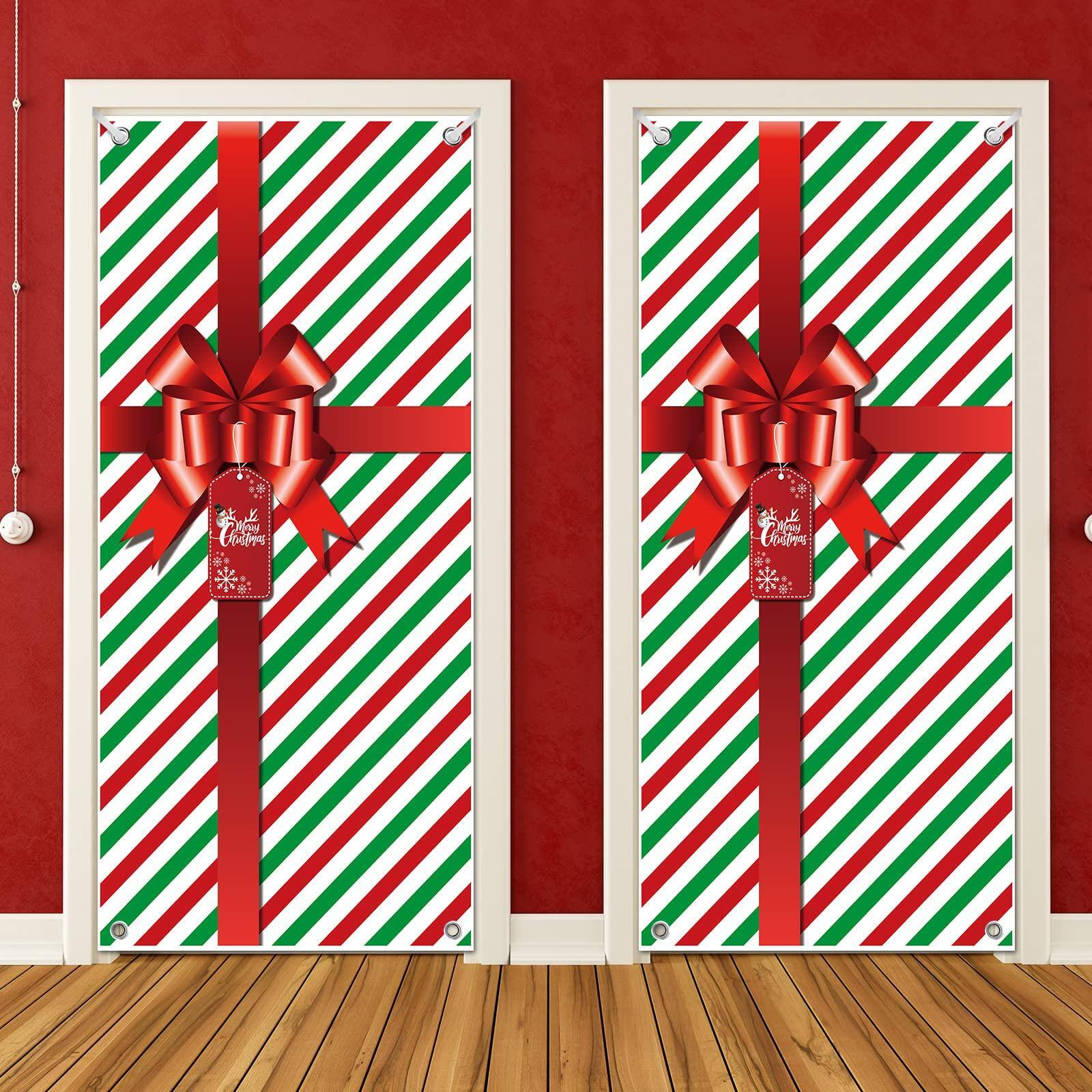 Alt View 4. Paradigms Interiors - Christmas Door Cover Hanging Gift Package Decoration For Front Bathroom Toilet Backdrop Holiday Xmas House ... - Green-1.