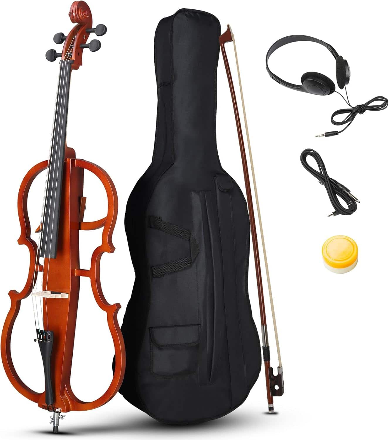 Winado - 4/4 Full Size Electric Cello with Classic Scroll, Premium Fingerboard & Unmatched Pickup,Includes 7mm Padding Bag, Bow,