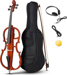 Winado - 4/4 Full Size Electric Cello with Classic Scroll, Premium Fingerboard & Unmatched Pickup,Includes 7mm Padding Bag, Bow