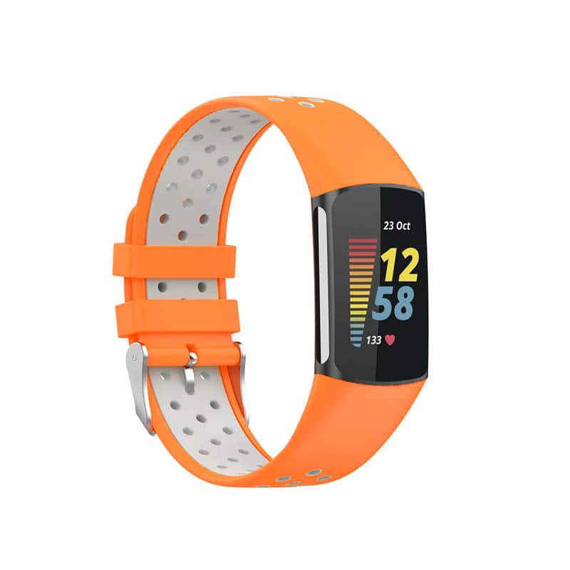 StrapsCo - Sports Band Silicone Rubber Watch Strap For Fitbit Charge 6 - Orange & Grey price history on PriceWatchPro